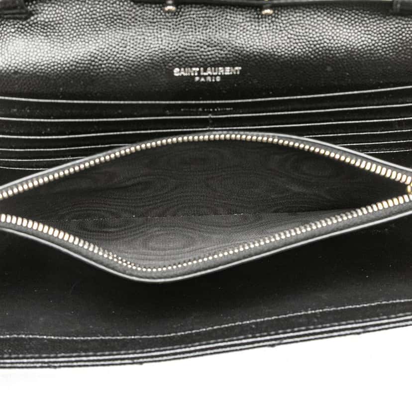 Saint Laurent Grain De Poudre Cassandre Envelope Chain Wallet Black Leather Good condition - Model View