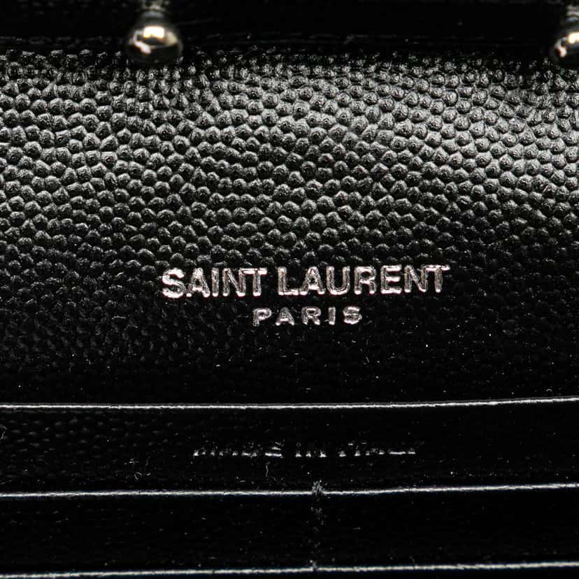 Saint Laurent Grain De Poudre Cassandre Envelope Chain Wallet Black Leather Good condition - Box View