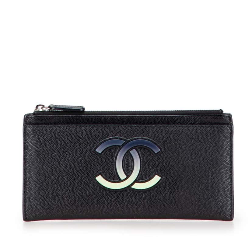 Chanel CC Caviar Classic Zip Pouch Black Leather Good condition - Front View