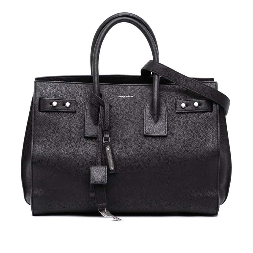 Saint Laurent Small Grained Calfskin Supple Sac De Jour Satchel Black Leather Good condition - Front View