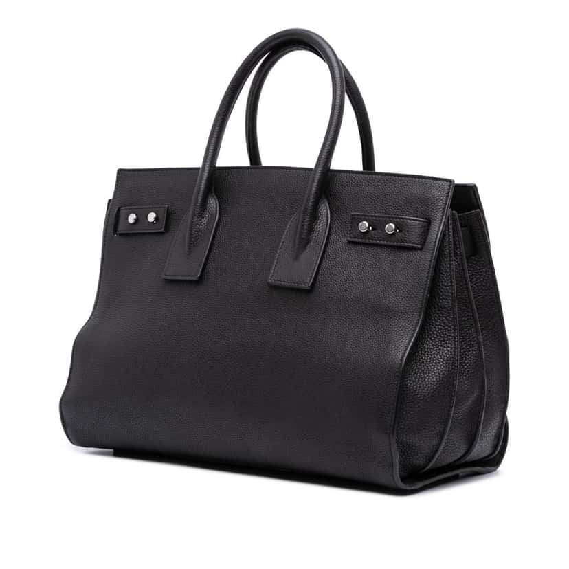 Saint Laurent Small Grained Calfskin Supple Sac De Jour Satchel Black Leather Good condition - Back View