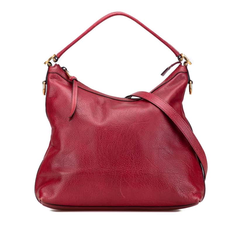 Gucci Small Grained Calfskin Miss GG Satchel Red Leather Good condition - Front View