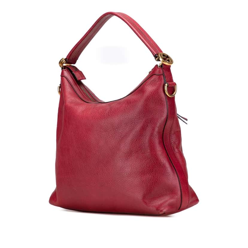 Gucci Small Grained Calfskin Miss GG Satchel Red Leather Good condition - Back View