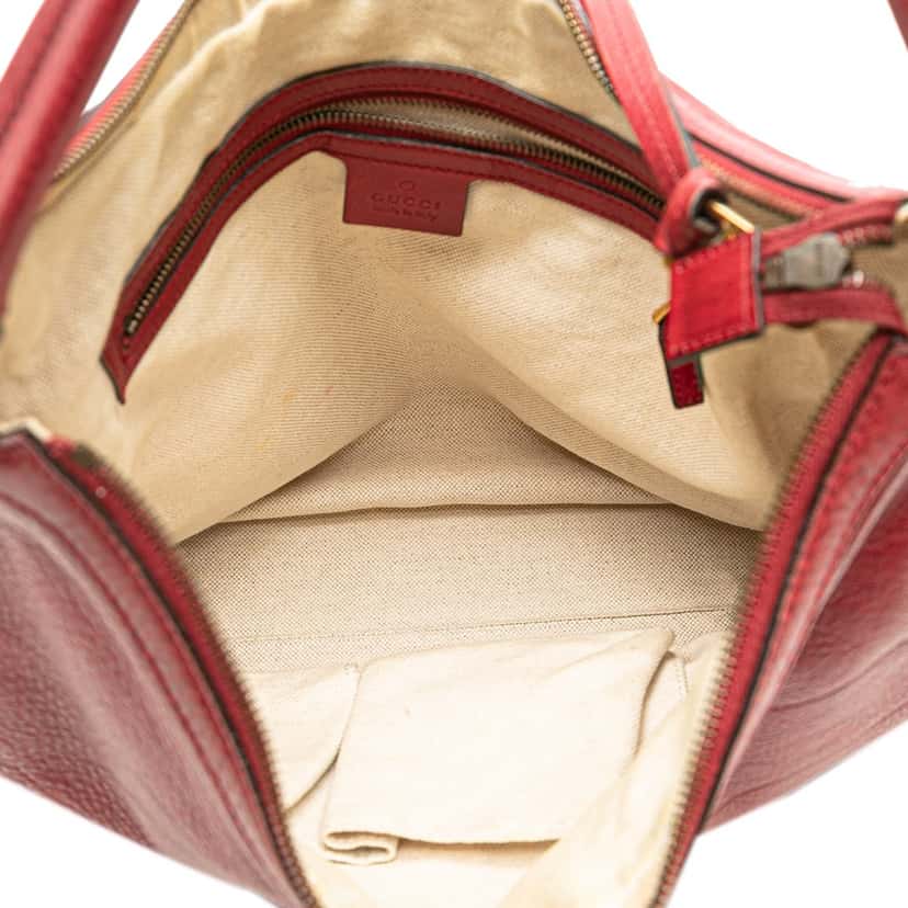 Gucci Small Grained Calfskin Miss GG Satchel Red Leather Good condition - Model View