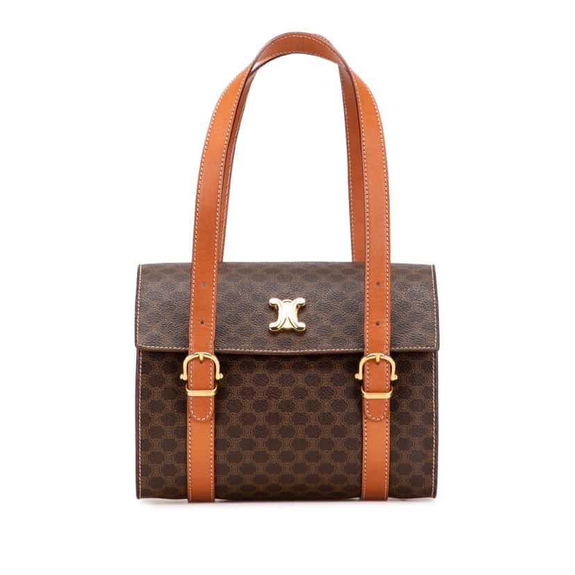 Celine Macadam Coated Canvas Triomphe Blason Handbag Brown Canvas Good condition - Front View