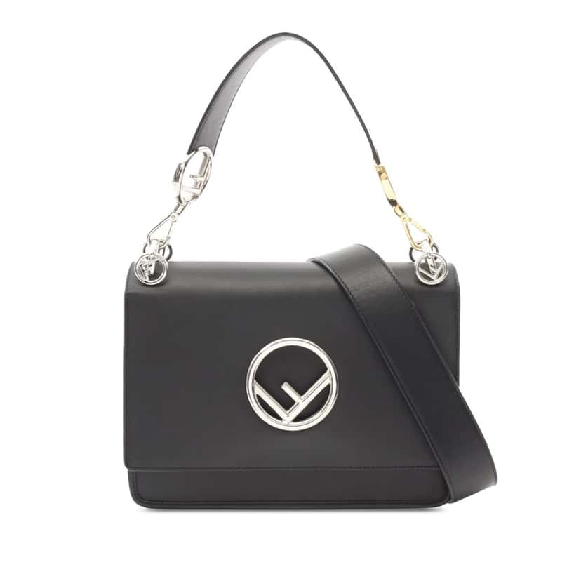 Fendi Smooth Leather Kan I F Satchel Black Leather Good condition - Front View