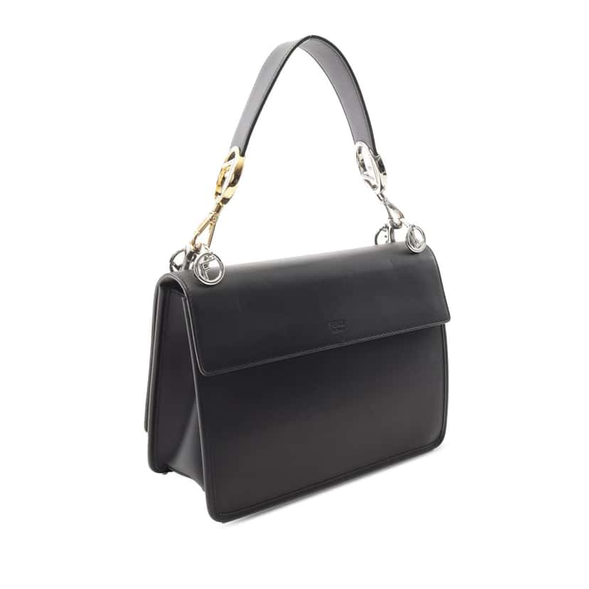 Fendi Smooth Leather Kan I F Satchel Black Leather Good condition - Back View