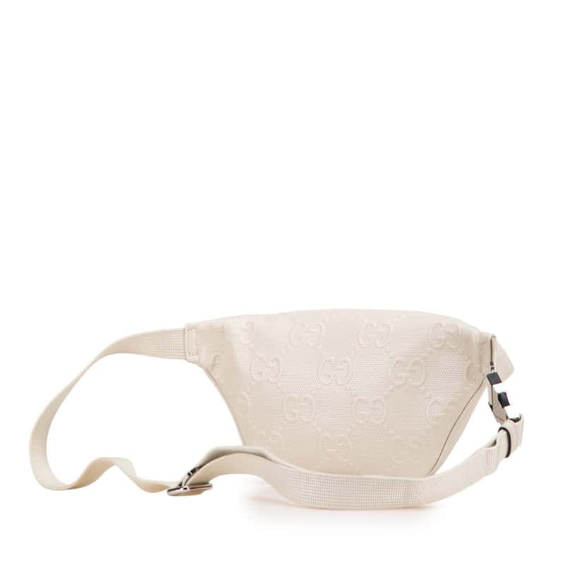 Gucci GG Embossed Perforated Leather Belt Bag White Leather Good condition - Back View