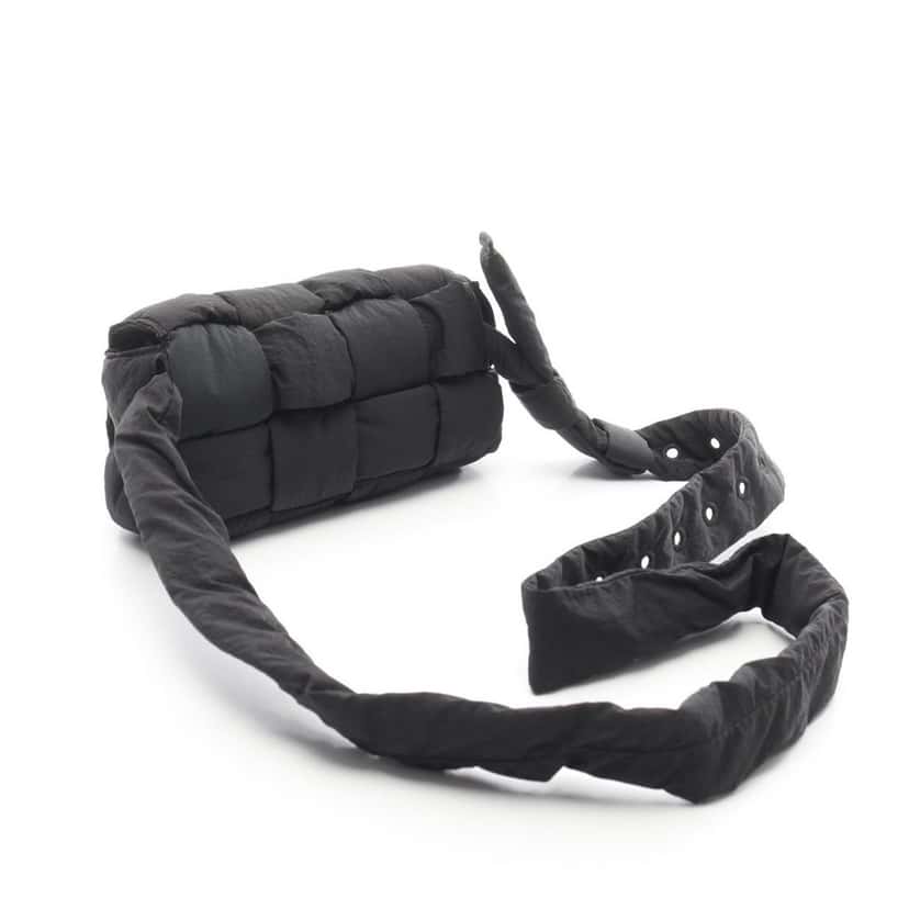 Bottega Veneta Mini Nylon Intrecciato Padded Tech Cassette Belt Bag Black Good condition - Back View