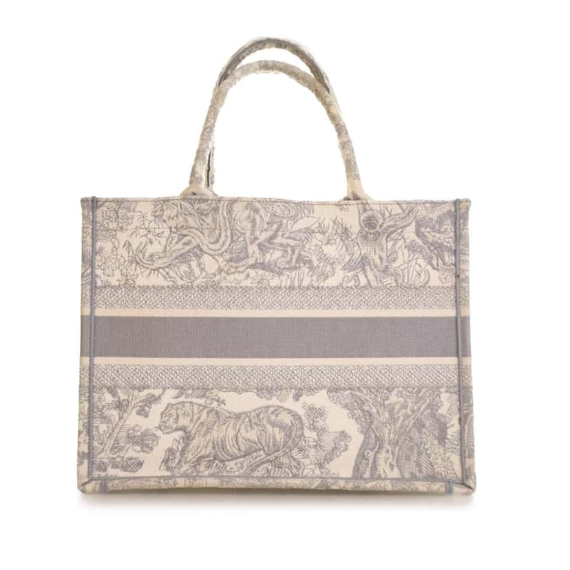 Dior Medium Toile de Jouy Reverse Embroidered Canvas Book Tote Grey Canvas Good condition - Back View