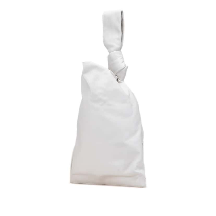 Bottega Veneta Nappa BV Twist Handbag White Leather Good condition - Back View