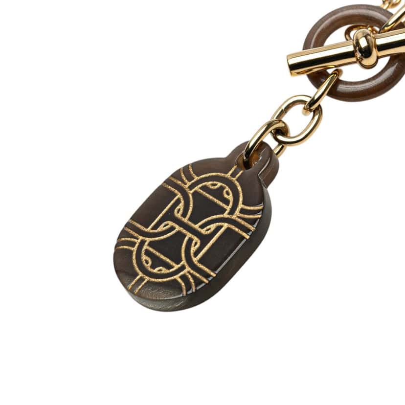 Hermès Lacquered Horn Chaine d'Ancre Pendant Necklace Gold Metal Good condition - Back View