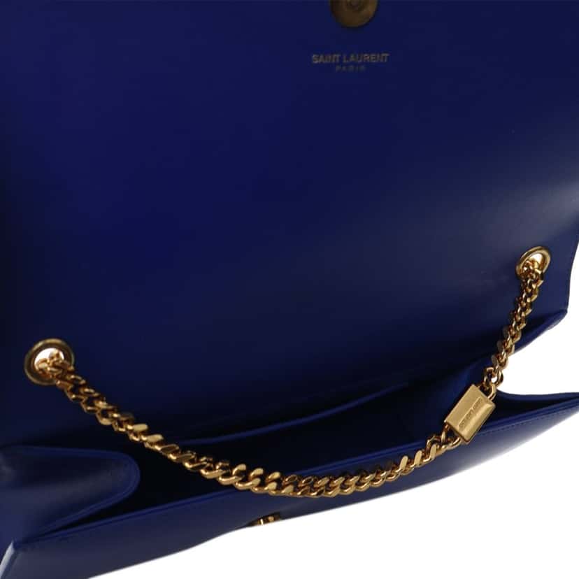 Saint Laurent Medium Smooth Calfskin Monogram Kate Tassel Crossbody Blue Leather Good condition - Model View