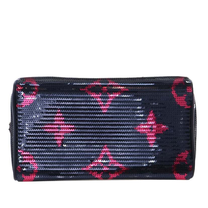 Louis Vuitton LV Night Monogram Giant Sequins Speedy Bandouliere 18 Blue Satin Good condition - Model View