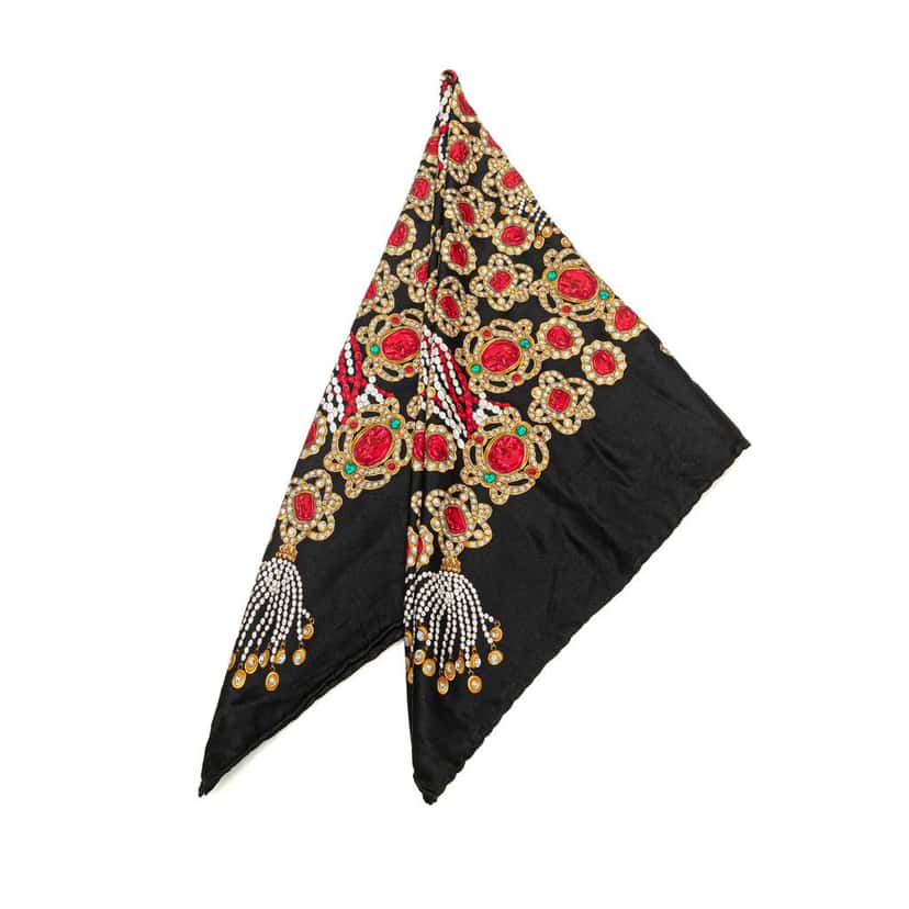 Chanel Bijoux Silk Scarf Black Silk Good condition - Front View