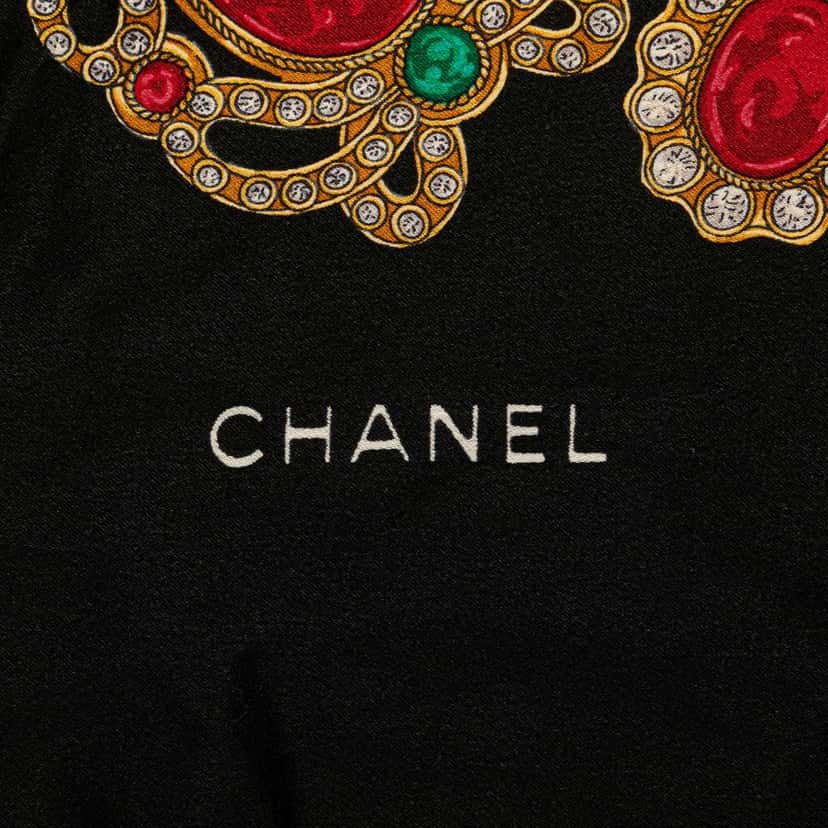Chanel Bijoux Silk Scarf Black Silk Good condition - Back View