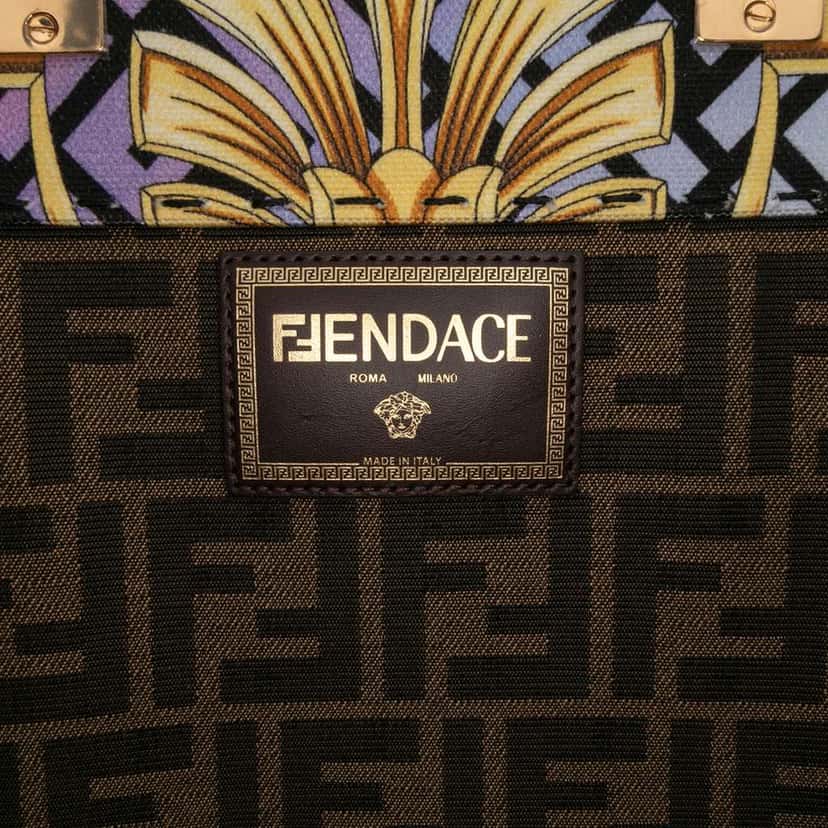 Fendi Versace Fendace Canvas Logo Sunshine Shopper Tote XL Black Canvas Good condition - Box View