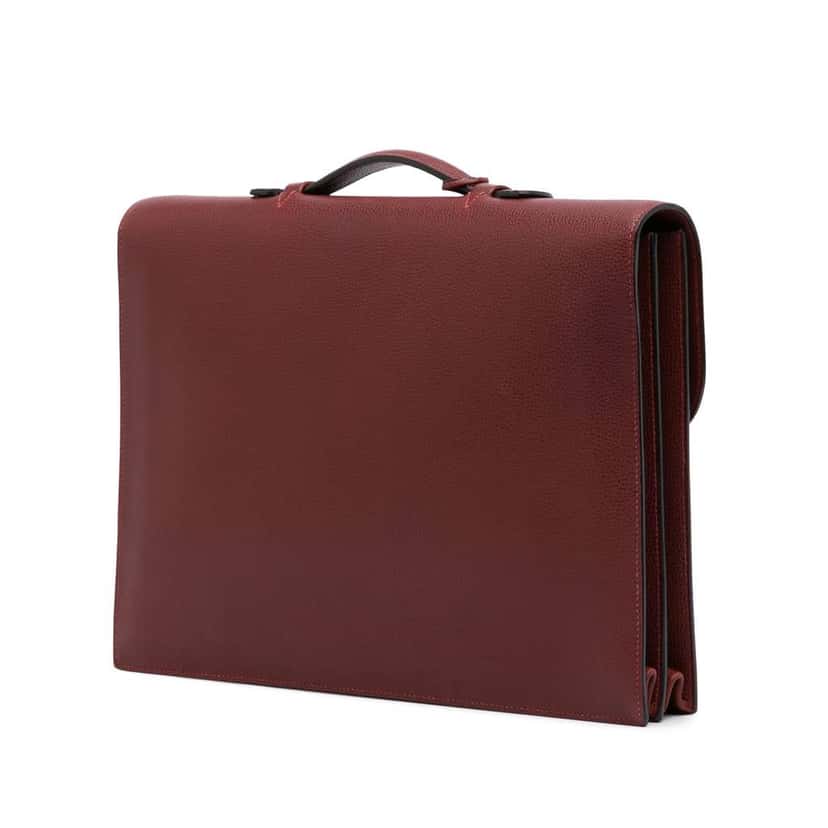 Hermès Togo Sac A Depeches 38 Red Leather Good condition - Back View