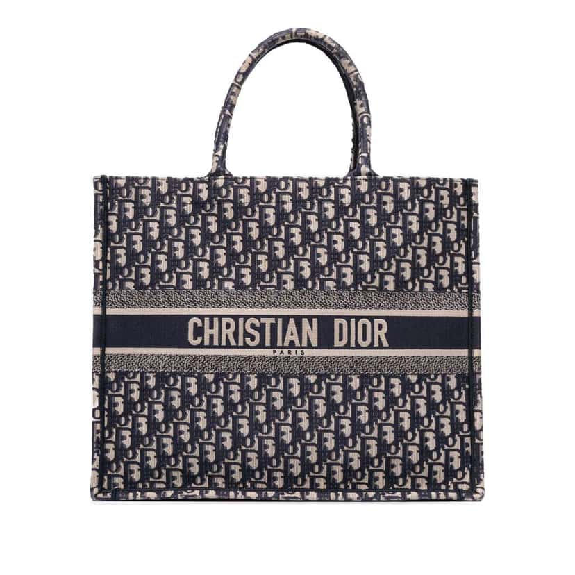 Dior Large Oblique Canvas Book Tote Blue Canvas Good condition - Front View