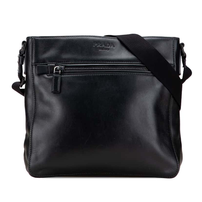 Prada Soft Calf Crossbody Black Leather Good condition - Front View