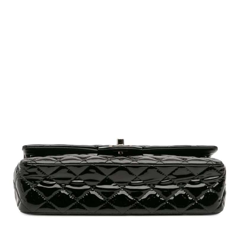 Chanel Medium Classic Patent Double Flap Black Leather Good condition - Inside View