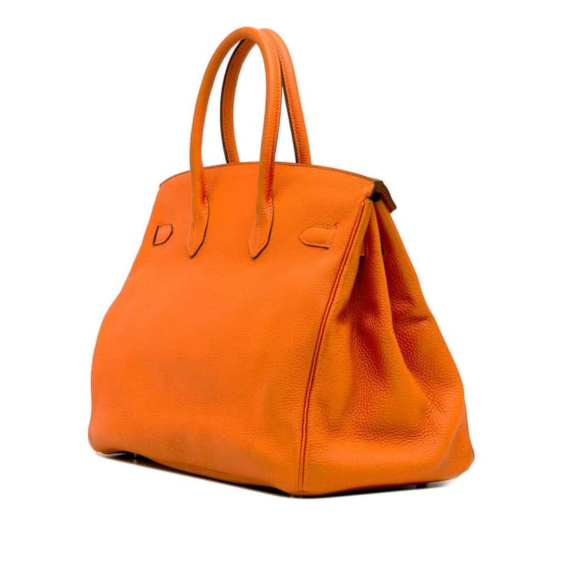 Hermès Togo Birkin Retourne 35 Orange Leather Good condition - Back View