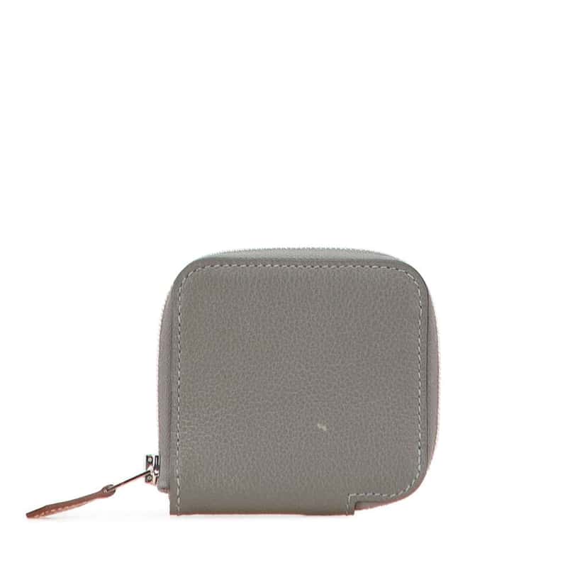 Hermès Mini Epsom Azap Silk In Coin Purse Grey Leather Good condition - Front View