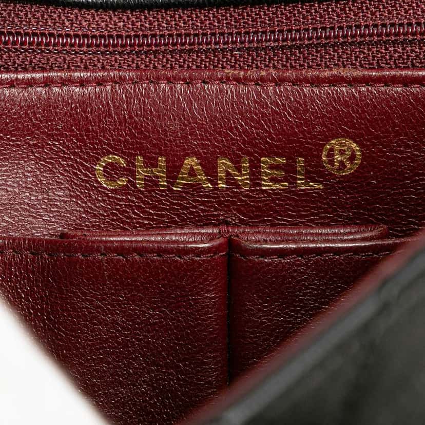 Chanel Square Quilted Lambskin Single Flap Black Leather Good condition - Box View