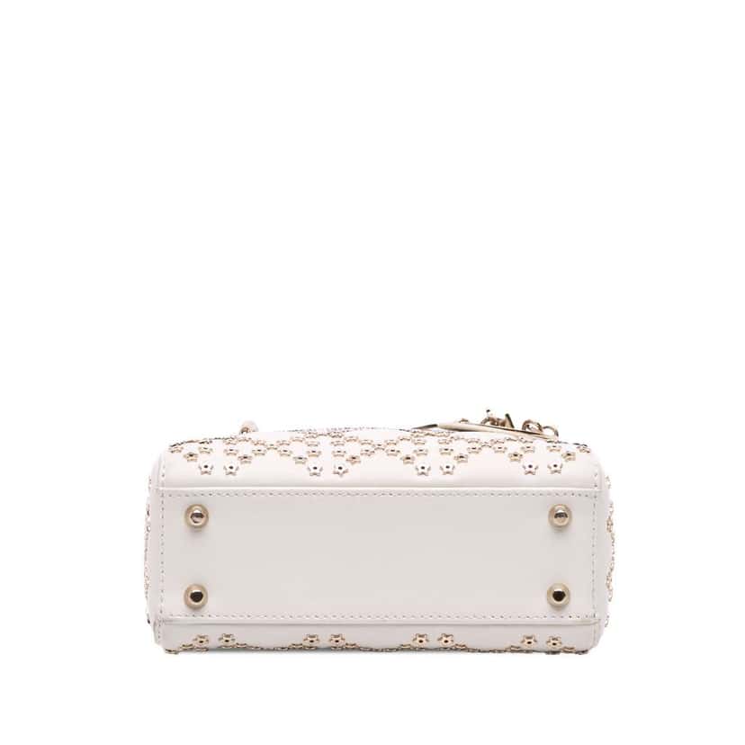 Dior Mini Lambskin Cannage Lucky Star Studded Lady Dior White Leather Good condition - Inside View