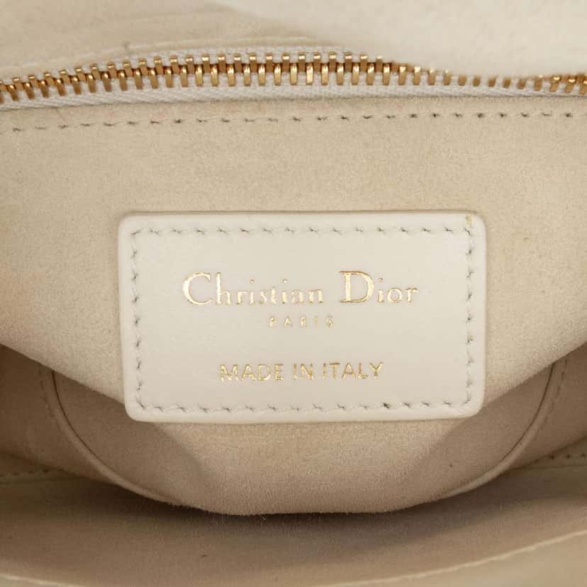 Dior Mini Lambskin Cannage Lucky Star Studded Lady Dior White Leather Good condition - Box View