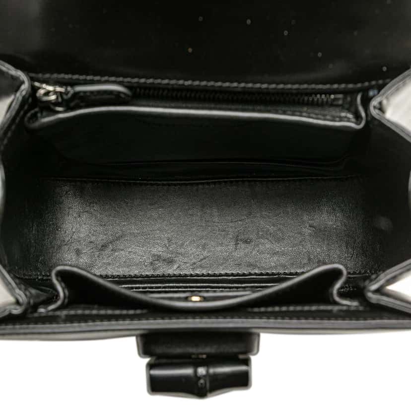 Gucci Small Calfskin 1947 Bamboo Top Handle Bag Black Leather Good condition - Model View