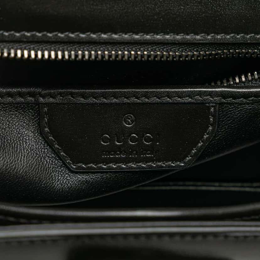 Gucci Small Calfskin 1947 Bamboo Top Handle Bag Black Leather Good condition - Box View