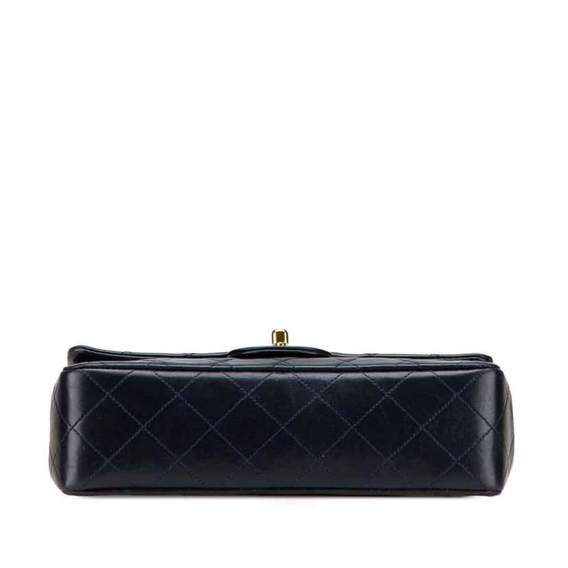 Chanel Small Classic Lambskin Double Flap Blue Leather Good condition - Inside View