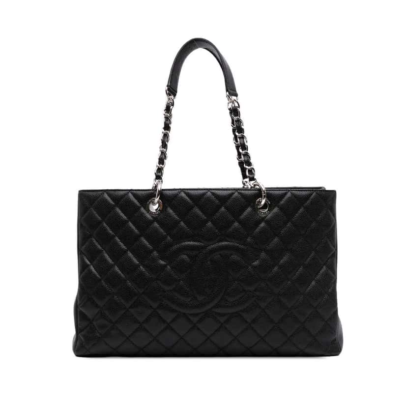 Chanel Caviar Grand Shopping Tote XL Black Leather Good condition - Front View