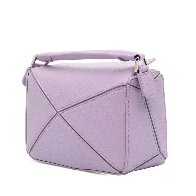 Loewe Mini Calfskin Puzzle Satchel Purple Leather Very good condition - Back View