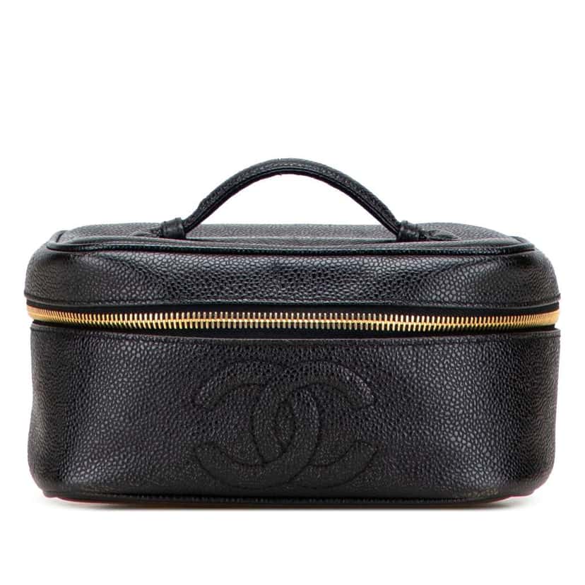 Chanel CC Caviar Vanity Bag Black Leather Good condition - Front View