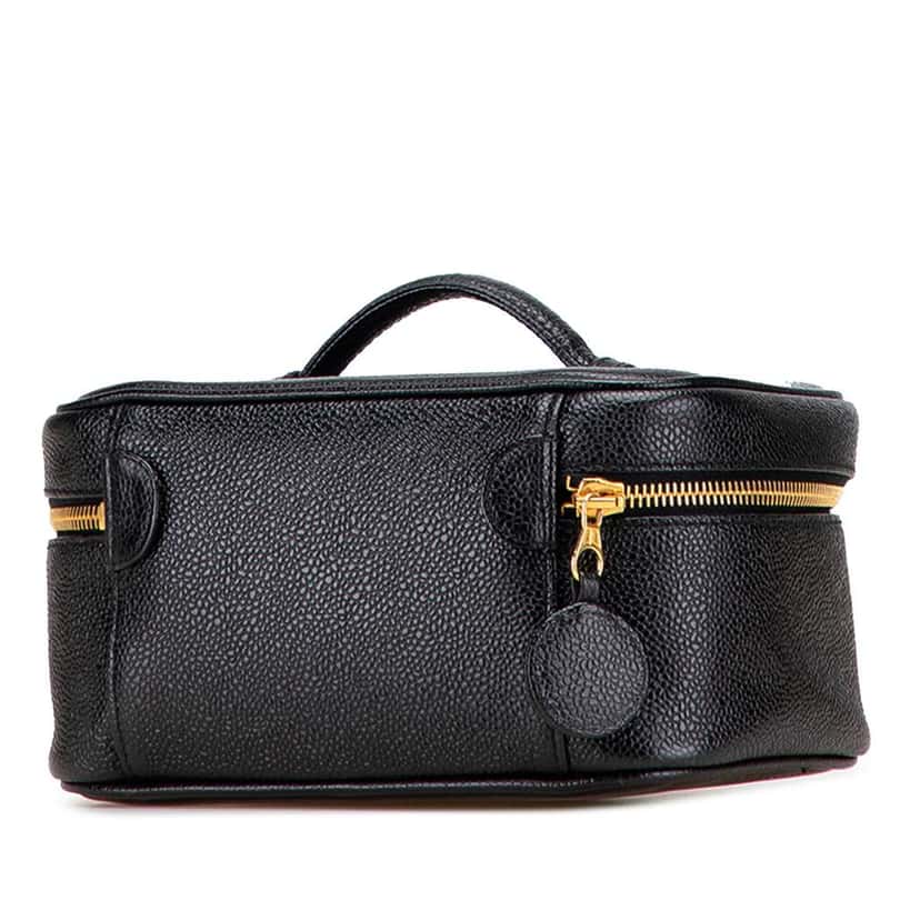 Chanel CC Caviar Vanity Bag Black Leather Good condition - Back View
