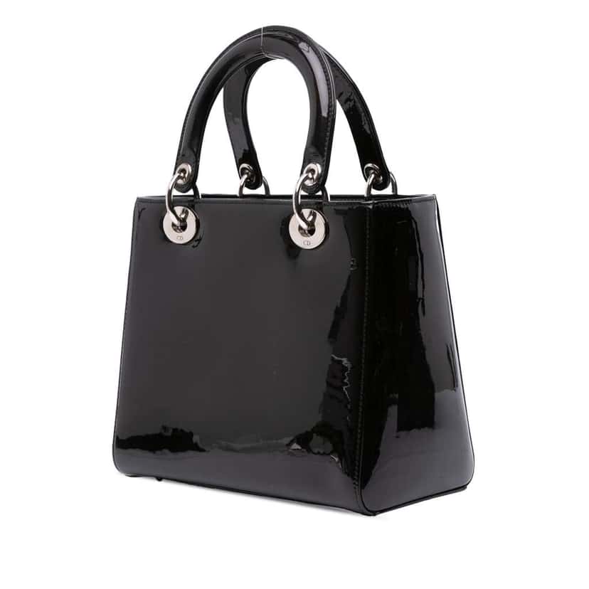 Dior Medium Patent Lady Dior Black Leather Good condition - Back View