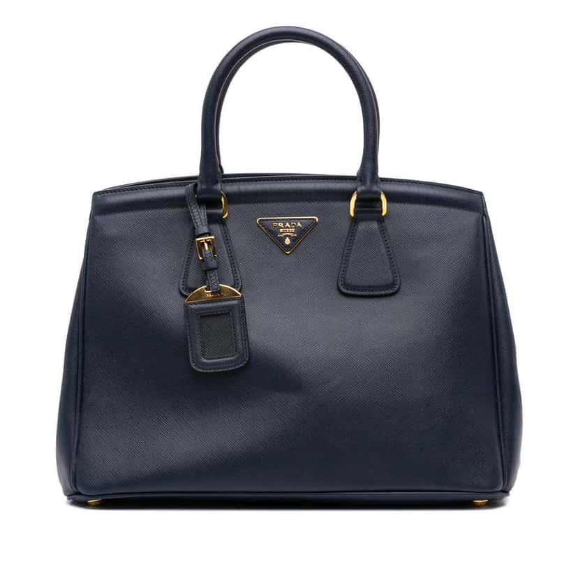 Prada Saffiano Lux Parabole Tote Blue Leather Good condition - Front View