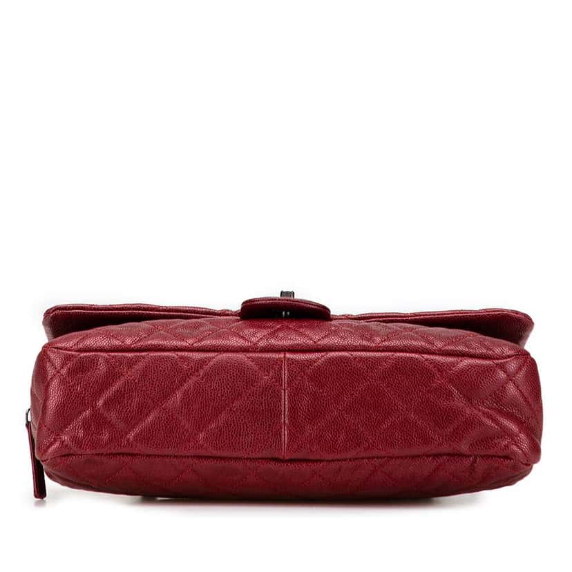 Chanel Jumbo Quilted Iridescent Caviar Easy Flap Red Leather Good condition - Inside View