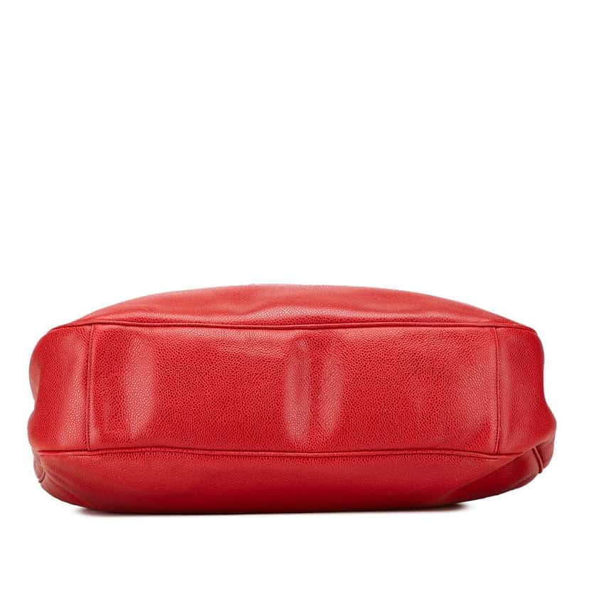 Chanel CC Caviar Chain Tote Red Leather Good condition - Inside View