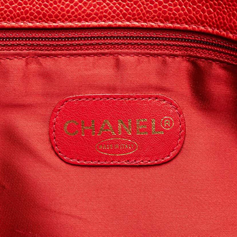 Chanel CC Caviar Chain Tote Red Leather Good condition - Box View