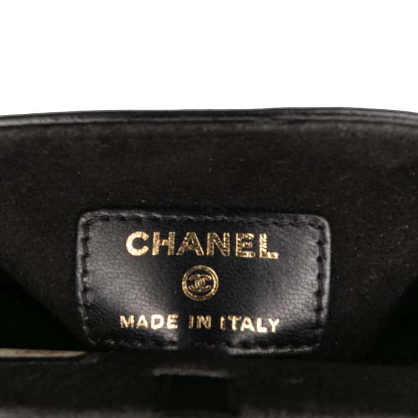 Chanel CC Quilted Lambskin Chain Around Phone Holder Black Leather Good condition - Box View