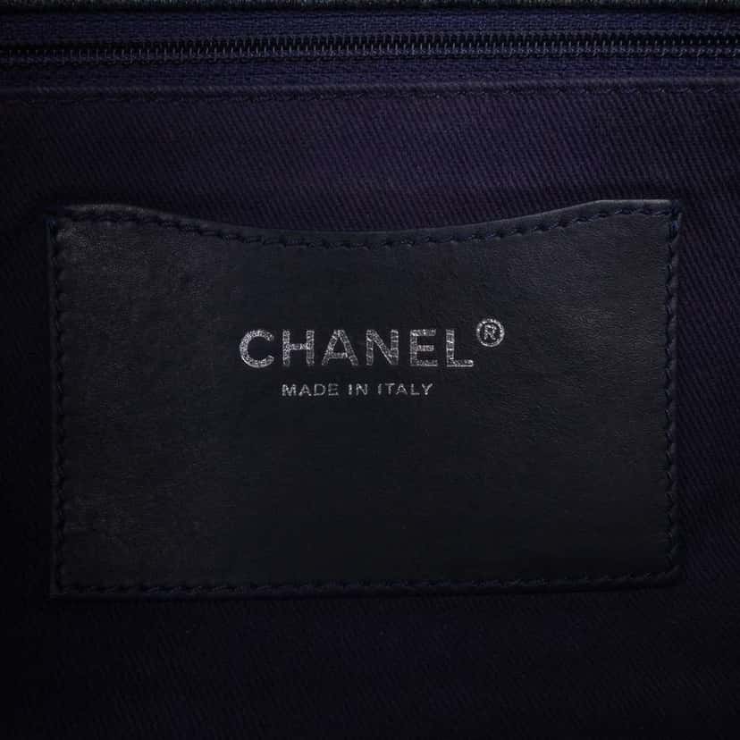 Chanel Large Embroidered Denim Camellia Flap Blue Denim Good condition - Box View