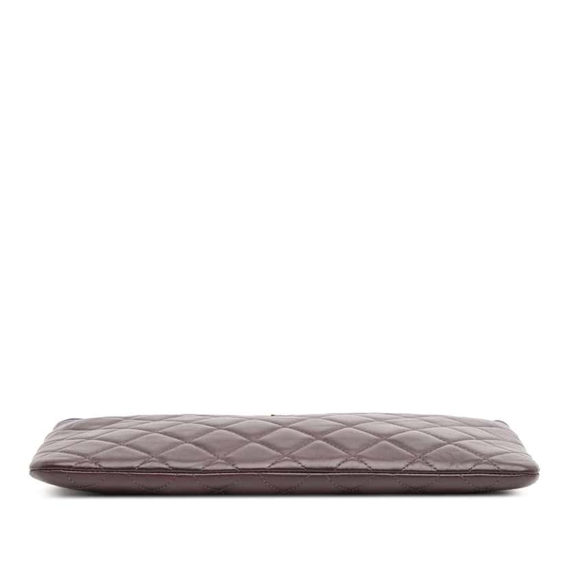 Chanel CC Quilted Lambskin Double Zip Clutch Purple Leather Good condition - Inside View