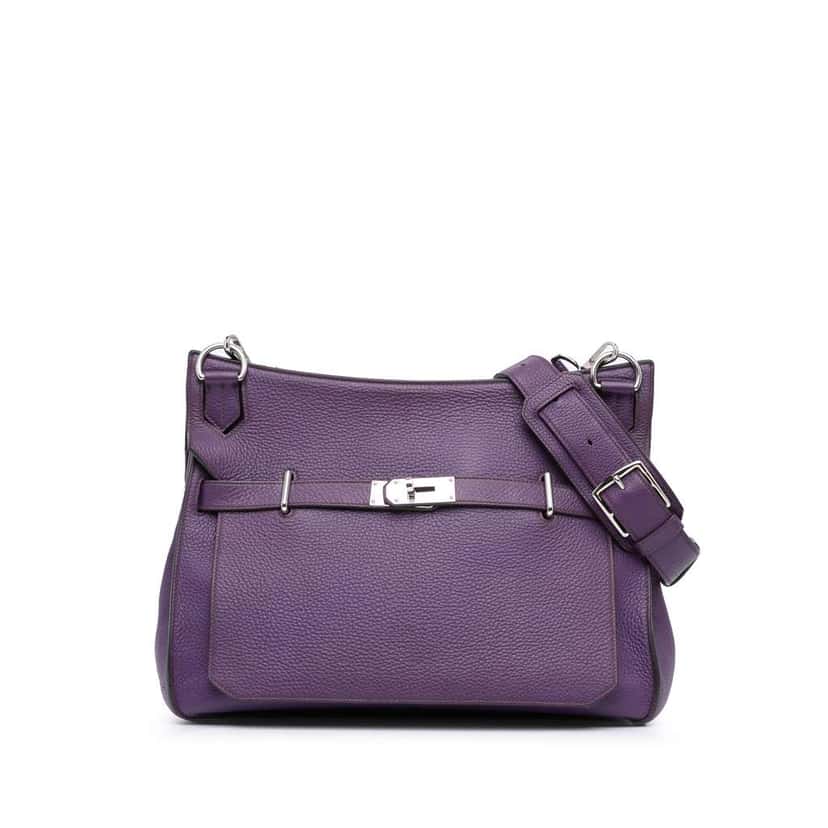 Hermès Clemence Jypsiere 34 Purple Leather Good condition - Front View