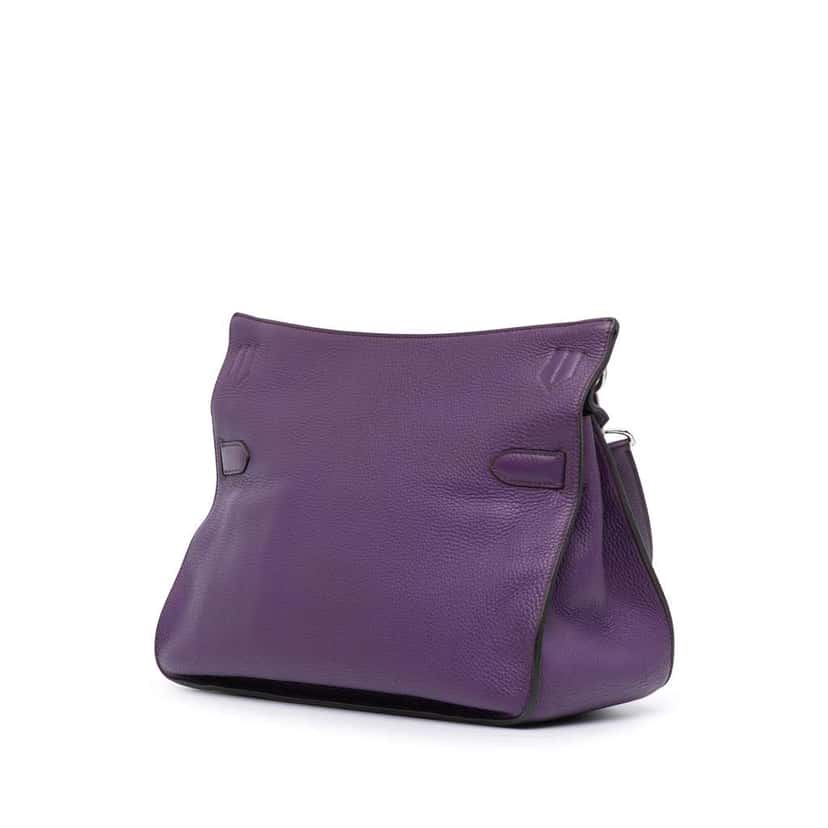 Hermès Clemence Jypsiere 34 Purple Leather Good condition - Back View