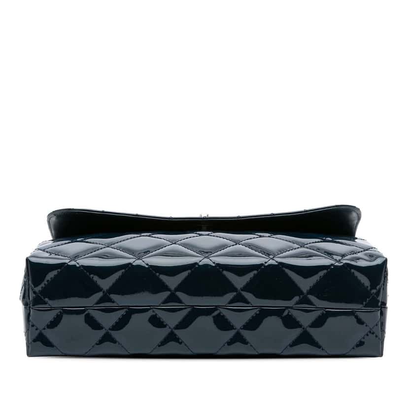 Chanel Quilted Patent In The Business Flap Blue Leather Good condition - Inside View