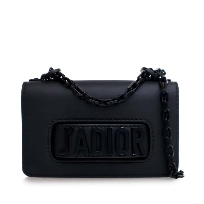 Dior Mini Ultra Matte Calfskin J'Adior Chain Flap Black Leather Good condition - Front View