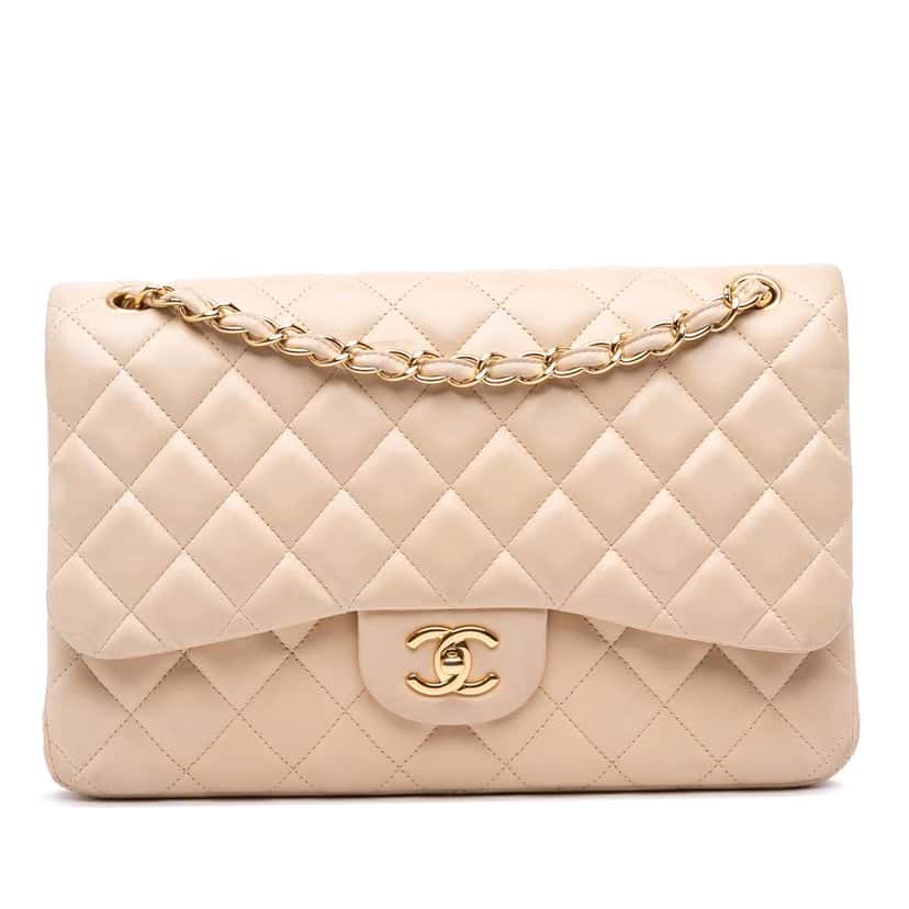 Chanel Jumbo Classic Lambskin Double Flap Brown Leather Good condition - Front View